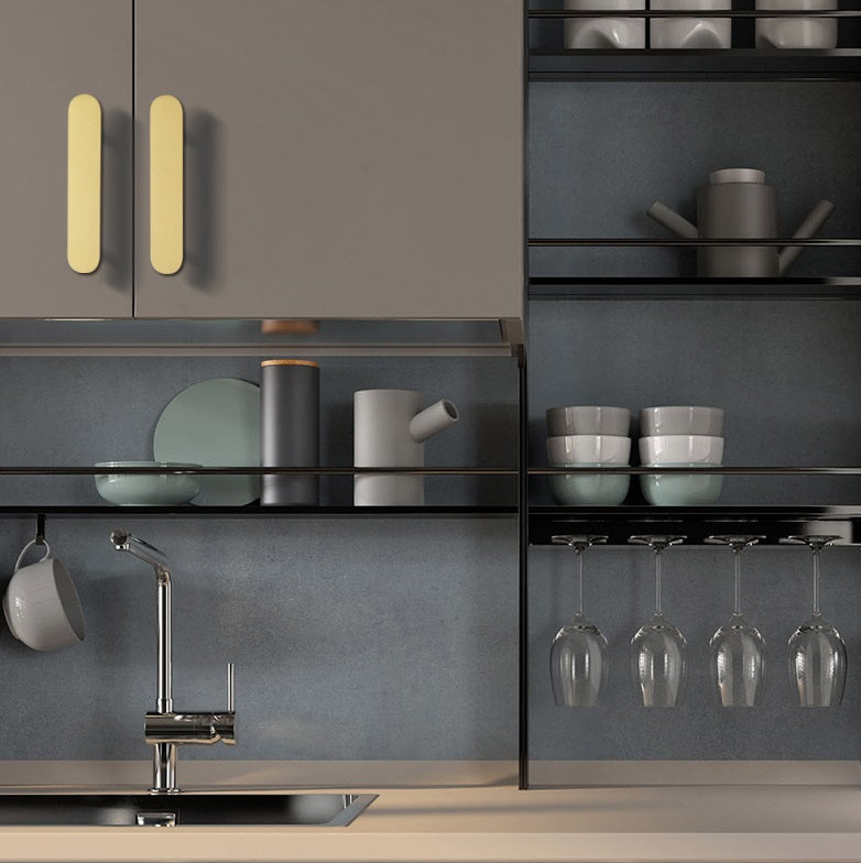 Comforsyco Brushed Brass Rounded Bar Cabinet Pulls