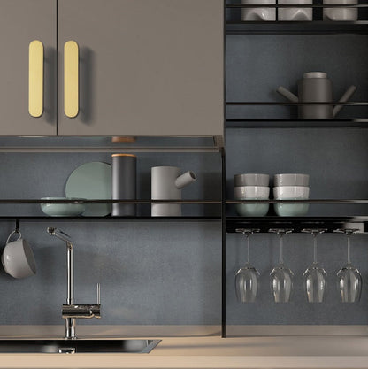 Comforsyco Brushed Brass Rounded Bar Cabinet Pulls