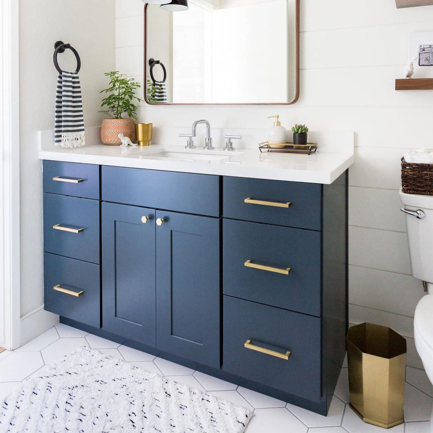 Comforsyco Brushed Brass Square Cabinet Pulls for Kitchen Cabinets & Drawers