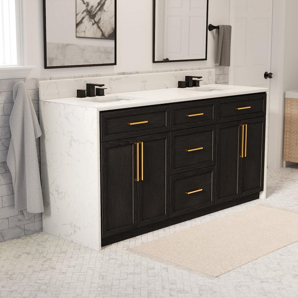 Comforsyco Brushed Brass Square Cabinet Pulls for Kitchen Cabinets & Drawers