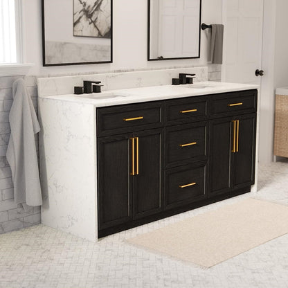 Comforsyco Brushed Brass Square Cabinet Pulls for Kitchen Cabinets & Drawers