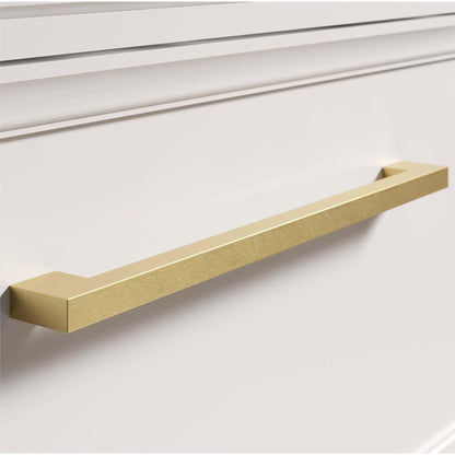 Comforsyco Brushed Brass Square Cabinet Pulls for Kitchen Cabinets & Drawers