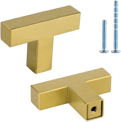 Comforsyco Brushed Brass Square Cabinet Pulls for Kitchen Cabinets & Drawers
