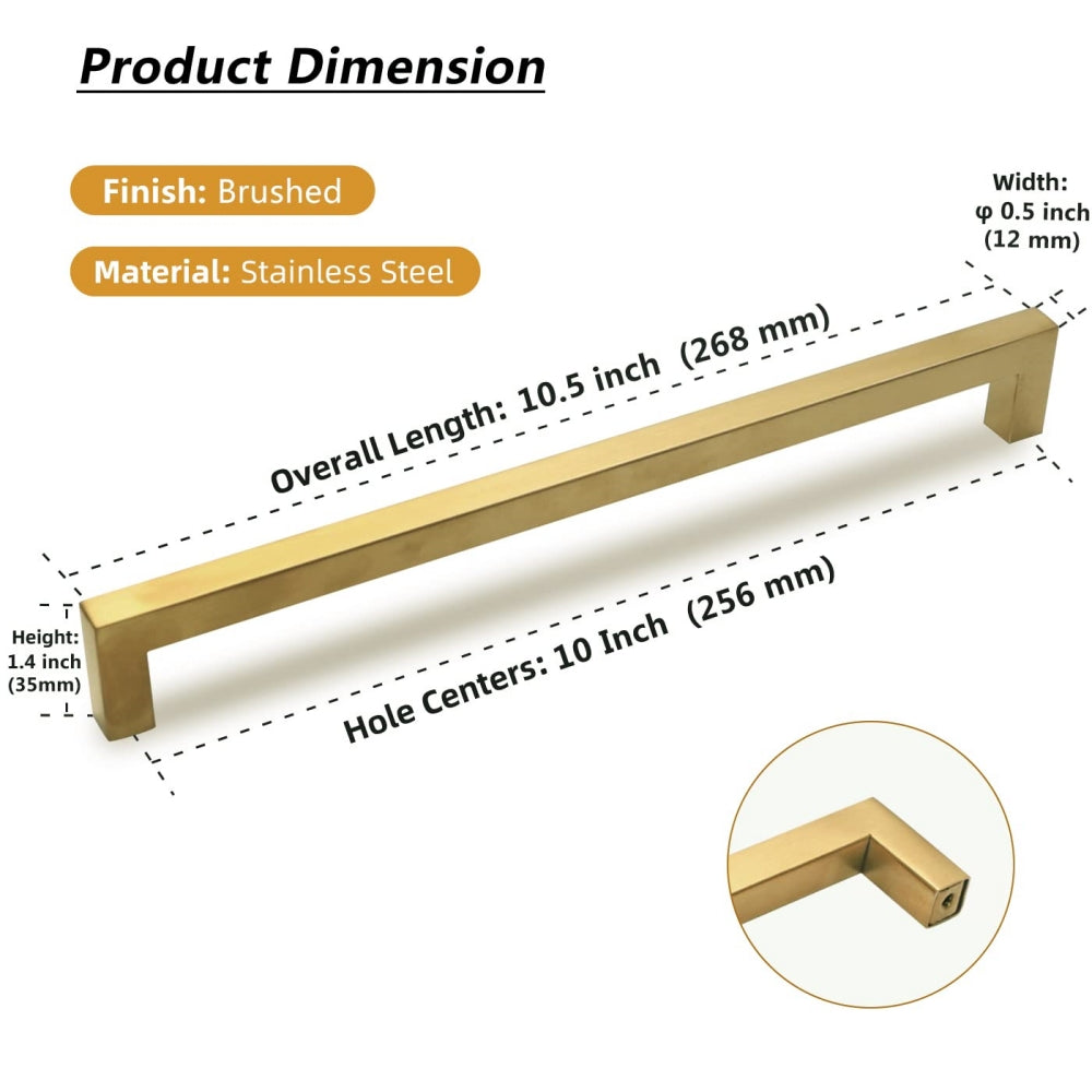 Comforsyco Brushed Brass Square Cabinet Pulls for Kitchen Cabinets & Drawers