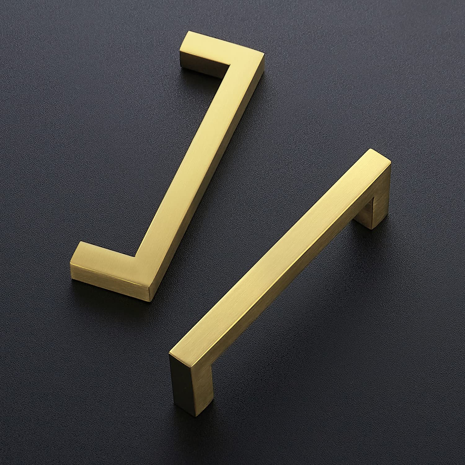 Comforsyco Brushed Brass Square Cabinet Pulls for Kitchen Cabinets & Drawers