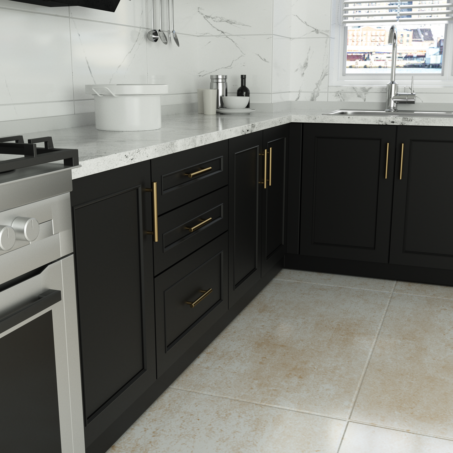 Comforsyco Brushed Gold Euro Style Cabinet Handles