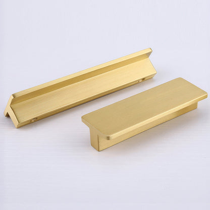 Comforsyco Brushed Gold Solid Brass Flat Bar Cabinet Pulls and Handles
