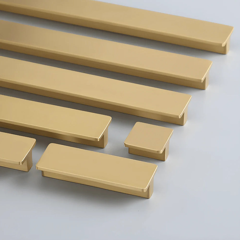 Comforsyco Brushed Gold Solid Brass Flat Bar Cabinet Pulls and Handles