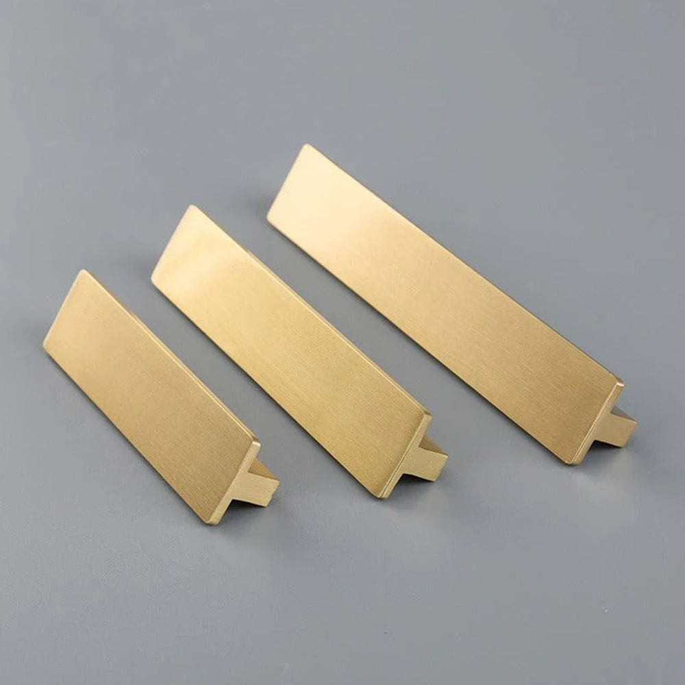 Comforsyco Brushed Gold Solid Brass Flat Bar Cabinet Pulls and Handles