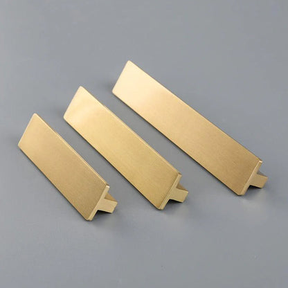 Comforsyco Brushed Gold Solid Brass Flat Bar Cabinet Pulls and Handles