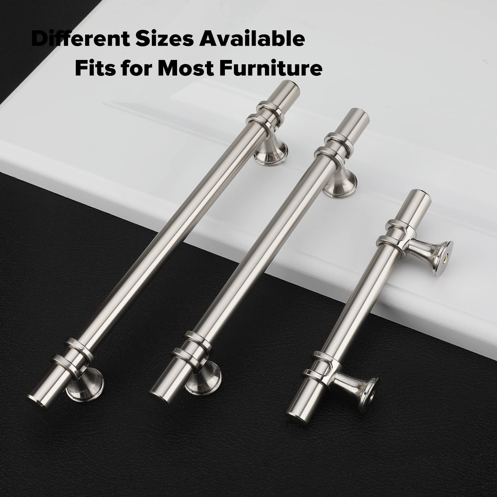 Comforsyco Brushed Nickel & Black Cabinet Pulls Solid Modern Drawer Pulls