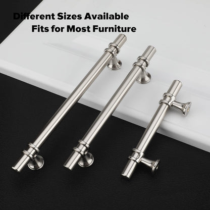 Comforsyco Brushed Nickel & Black Cabinet Pulls Solid Modern Drawer Pulls