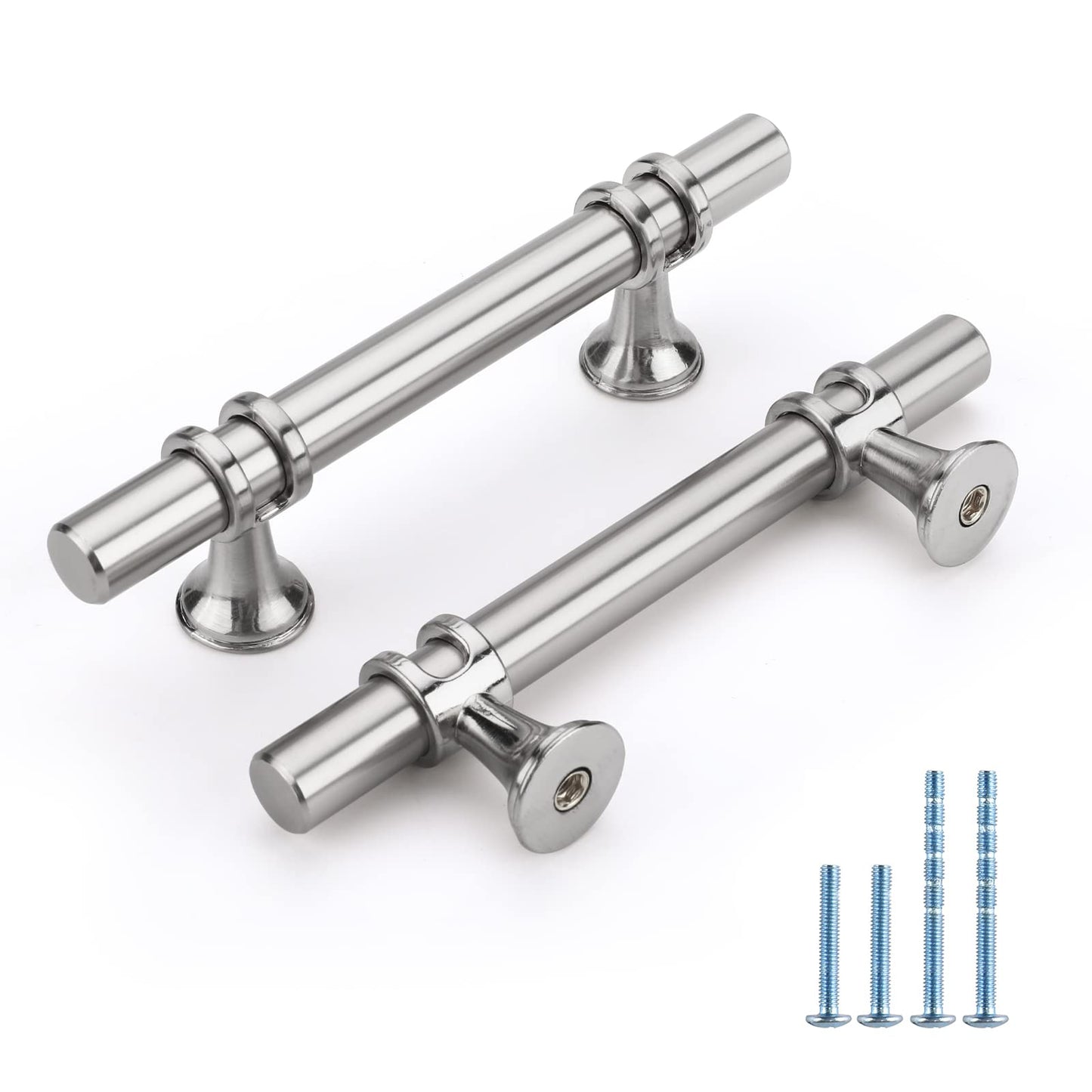Comforsyco Brushed Nickel & Black Cabinet Pulls Solid Modern Drawer Pulls