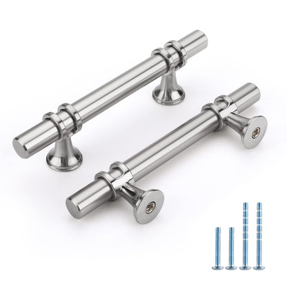 Comforsyco Brushed Nickel & Black Cabinet Pulls Solid Modern Drawer Pulls