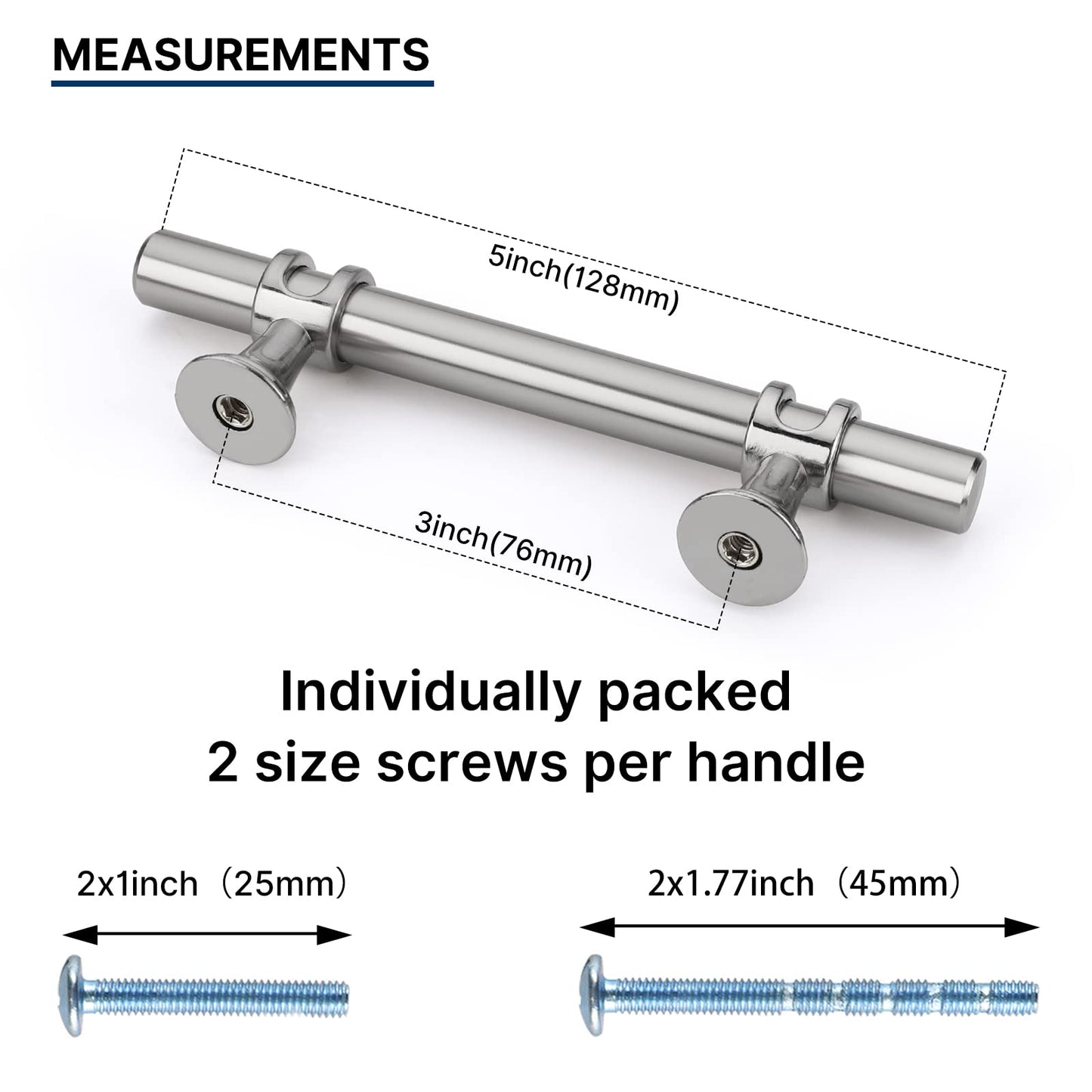 Comforsyco Brushed Nickel & Black Cabinet Pulls Solid Modern Drawer Pulls