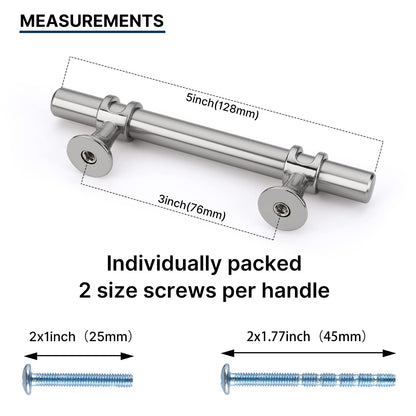 Comforsyco Brushed Nickel & Black Cabinet Pulls Solid Modern Drawer Pulls