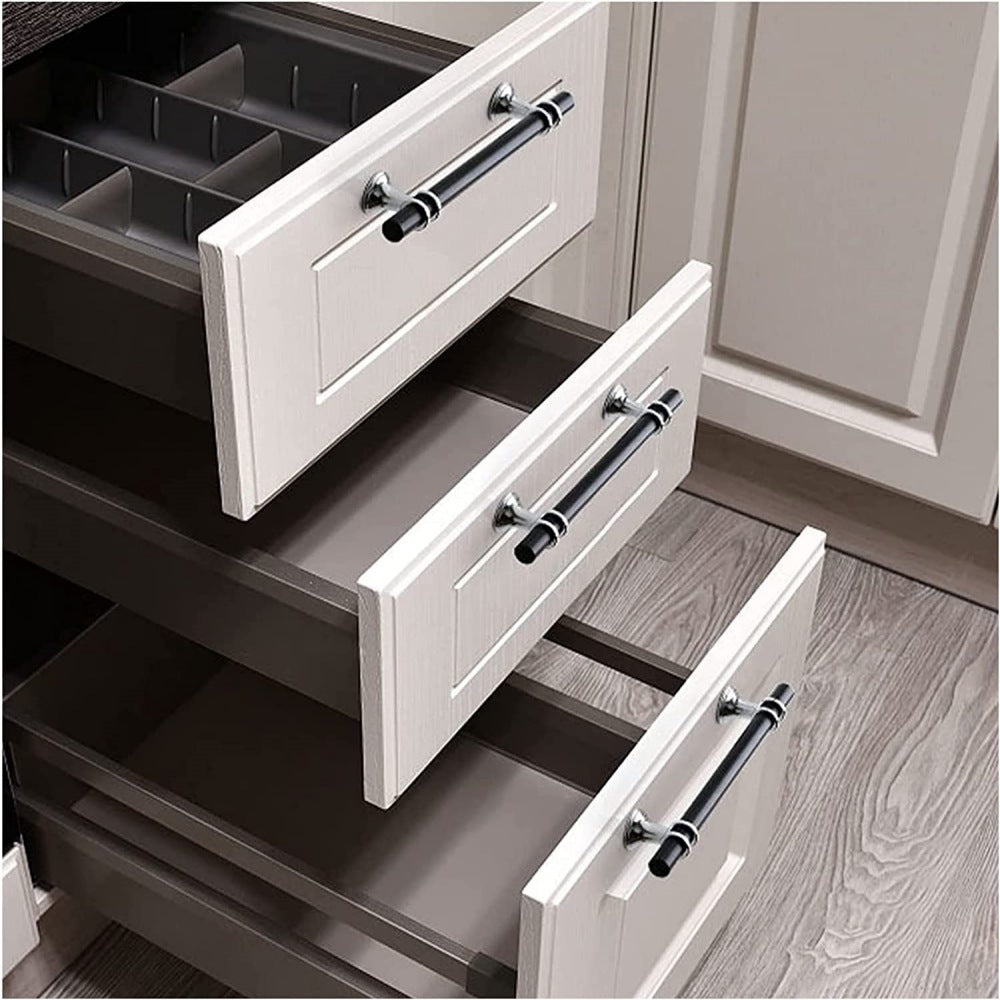 Comforsyco Brushed Nickel & Black Cabinet Pulls Solid Modern Drawer Pulls