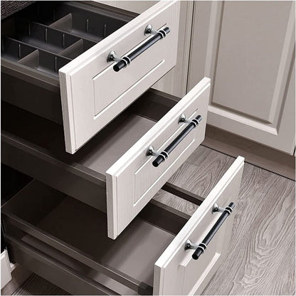 Comforsyco Brushed Nickel & Black Cabinet Pulls Solid Modern Drawer Pulls