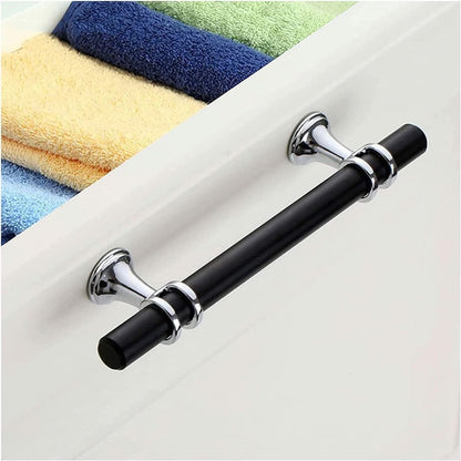 Comforsyco Brushed Nickel & Black Cabinet Pulls Solid Modern Drawer Pulls
