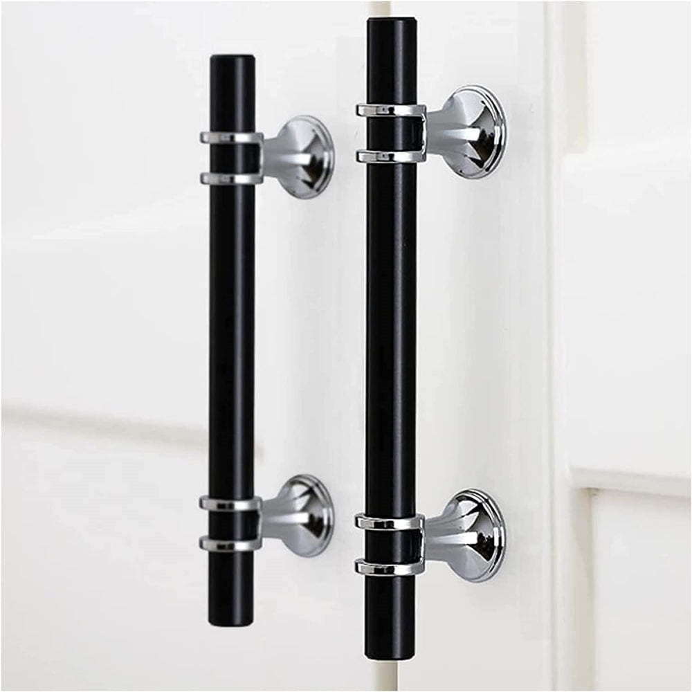 Comforsyco Brushed Nickel & Black Cabinet Pulls Solid Modern Drawer Pulls
