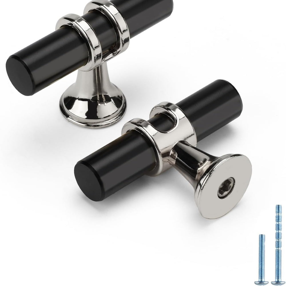 Comforsyco Brushed Nickel & Black Cabinet Pulls Solid Modern Drawer Pulls