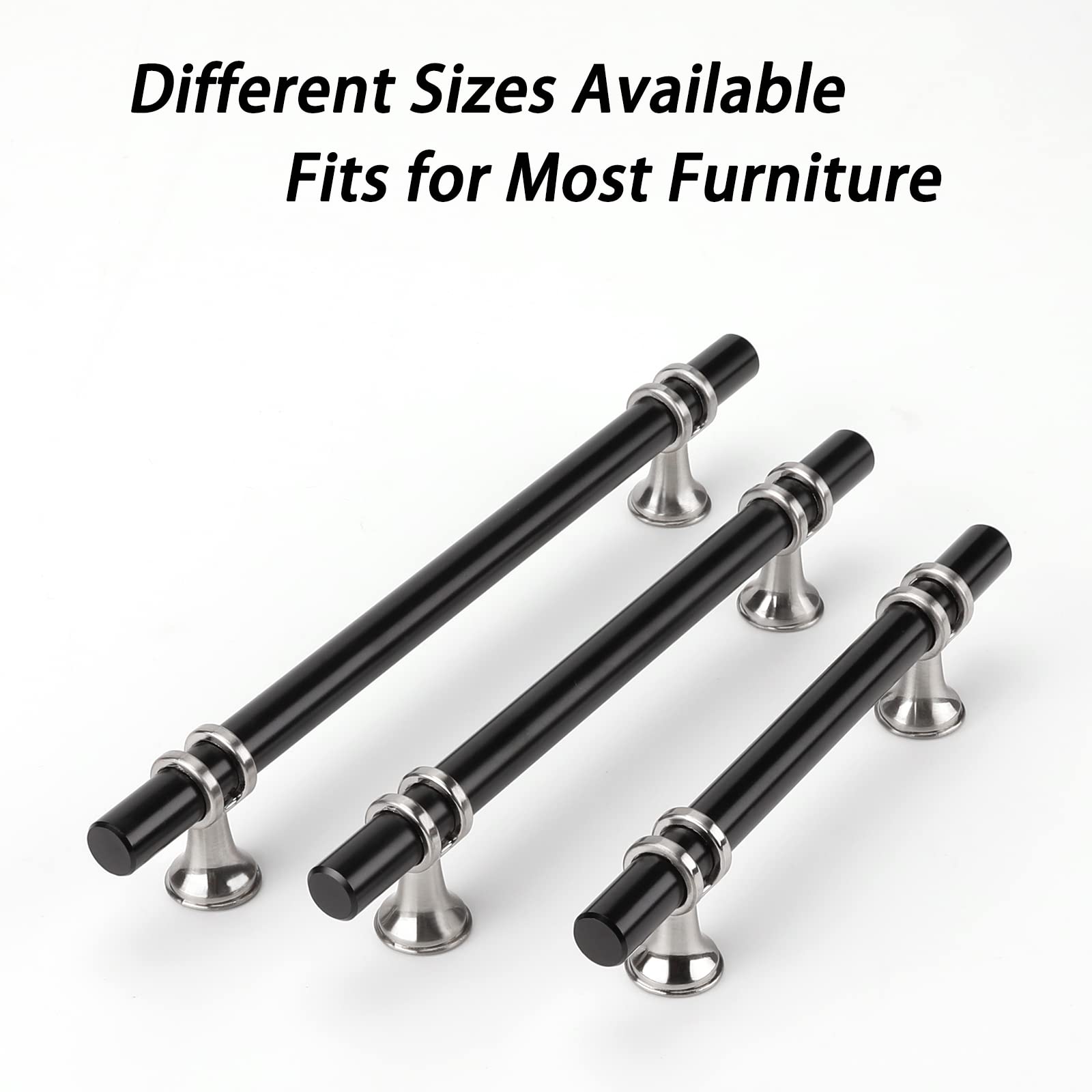 Comforsyco Brushed Nickel & Black Cabinet Pulls Solid Modern Drawer Pulls