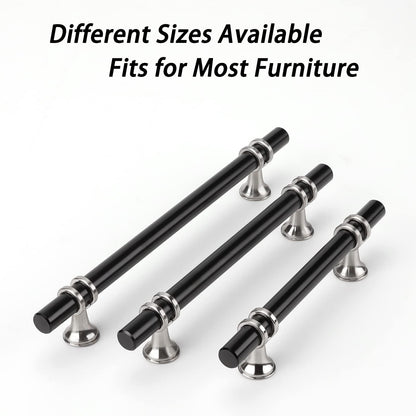 Comforsyco Brushed Nickel & Black Cabinet Pulls Solid Modern Drawer Pulls