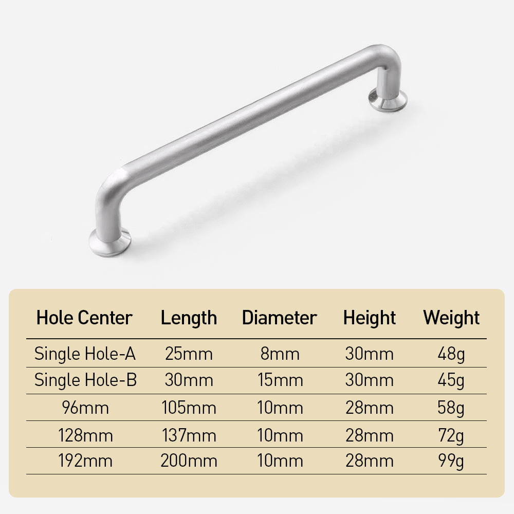 Comforsyco Brushed Nickel Round Bar Cabinet Handles and Knobs for Wardrobes