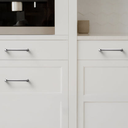 Comforsyco Brushed Nickel Round Bar Cabinet Handles and Knobs for Wardrobes
