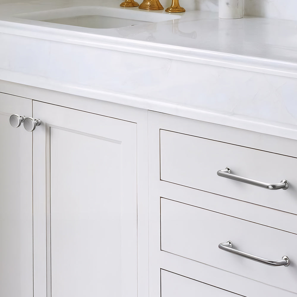 Comforsyco Brushed Nickel Round Bar Cabinet Handles and Knobs for Wardrobes