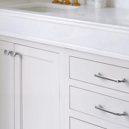 Comforsyco Brushed Nickel Round Bar Cabinet Handles and Knobs for Wardrobes