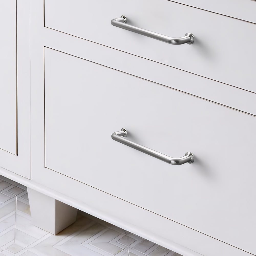 Comforsyco Brushed Nickel Round Bar Cabinet Handles and Knobs for Wardrobes