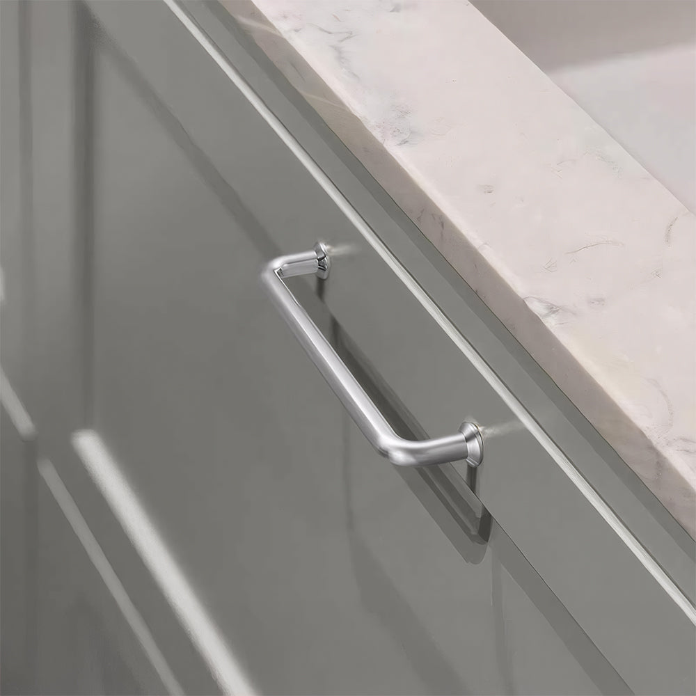 Comforsyco Brushed Nickel Round Bar Cabinet Handles and Knobs for Wardrobes