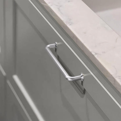 Comforsyco Brushed Nickel Round Bar Cabinet Handles and Knobs for Wardrobes