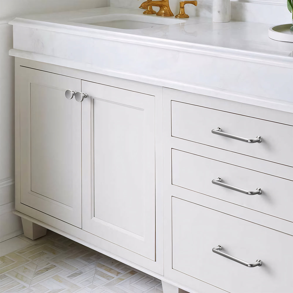 Comforsyco Brushed Nickel Round Bar Cabinet Handles and Knobs for Wardrobes
