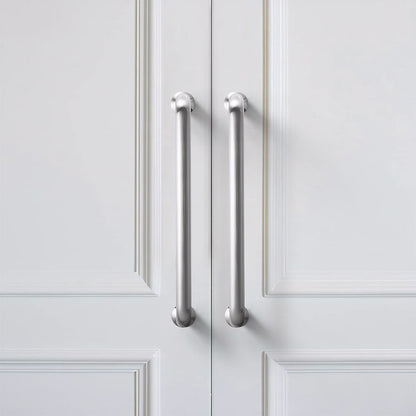 Comforsyco Brushed Nickel Round Bar Cabinet Handles and Knobs for Wardrobes