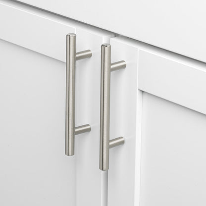 Comforsyco Brushed Nickel Round Bar Cabinet Pulls and Drawer Handles