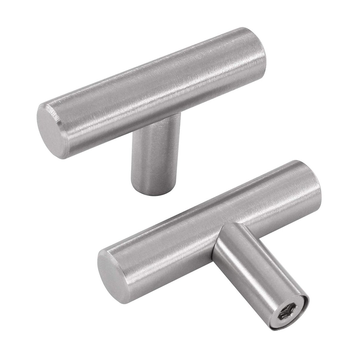 Comforsyco Brushed Nickel Round Bar Cabinet Pulls and Drawer Handles