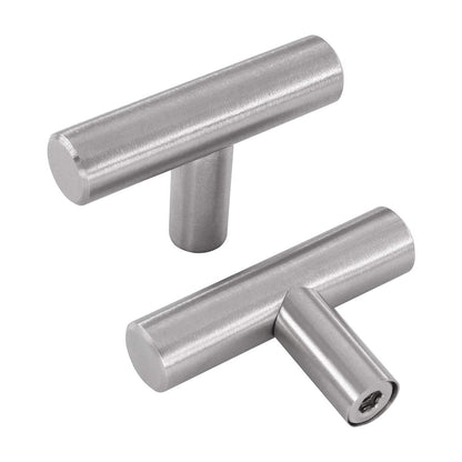 Comforsyco Brushed Nickel Round Bar Cabinet Pulls and Drawer Handles