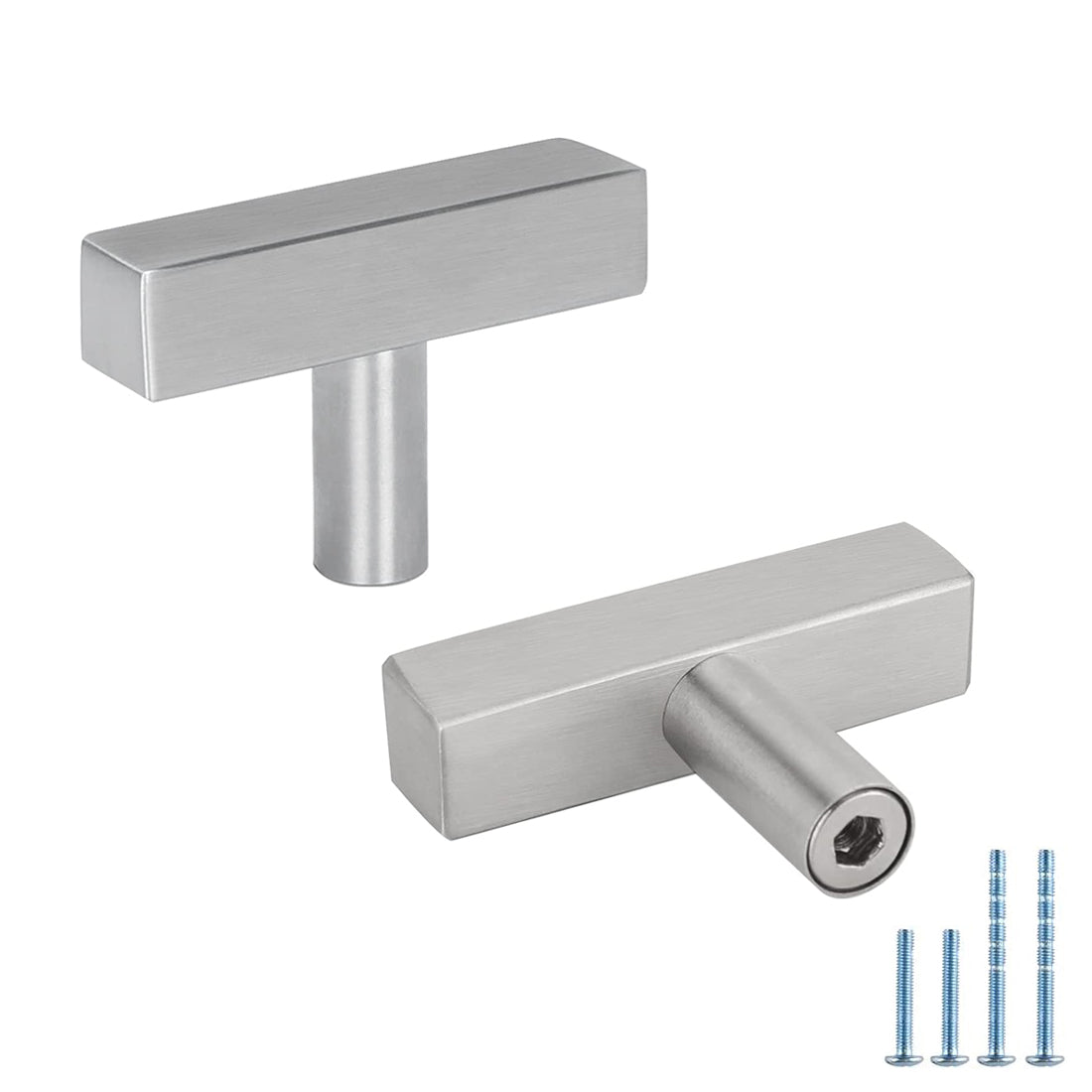 Comforsyco Brushed Nickel Square Bar Cabinet Pulls for Dressers and Vanities