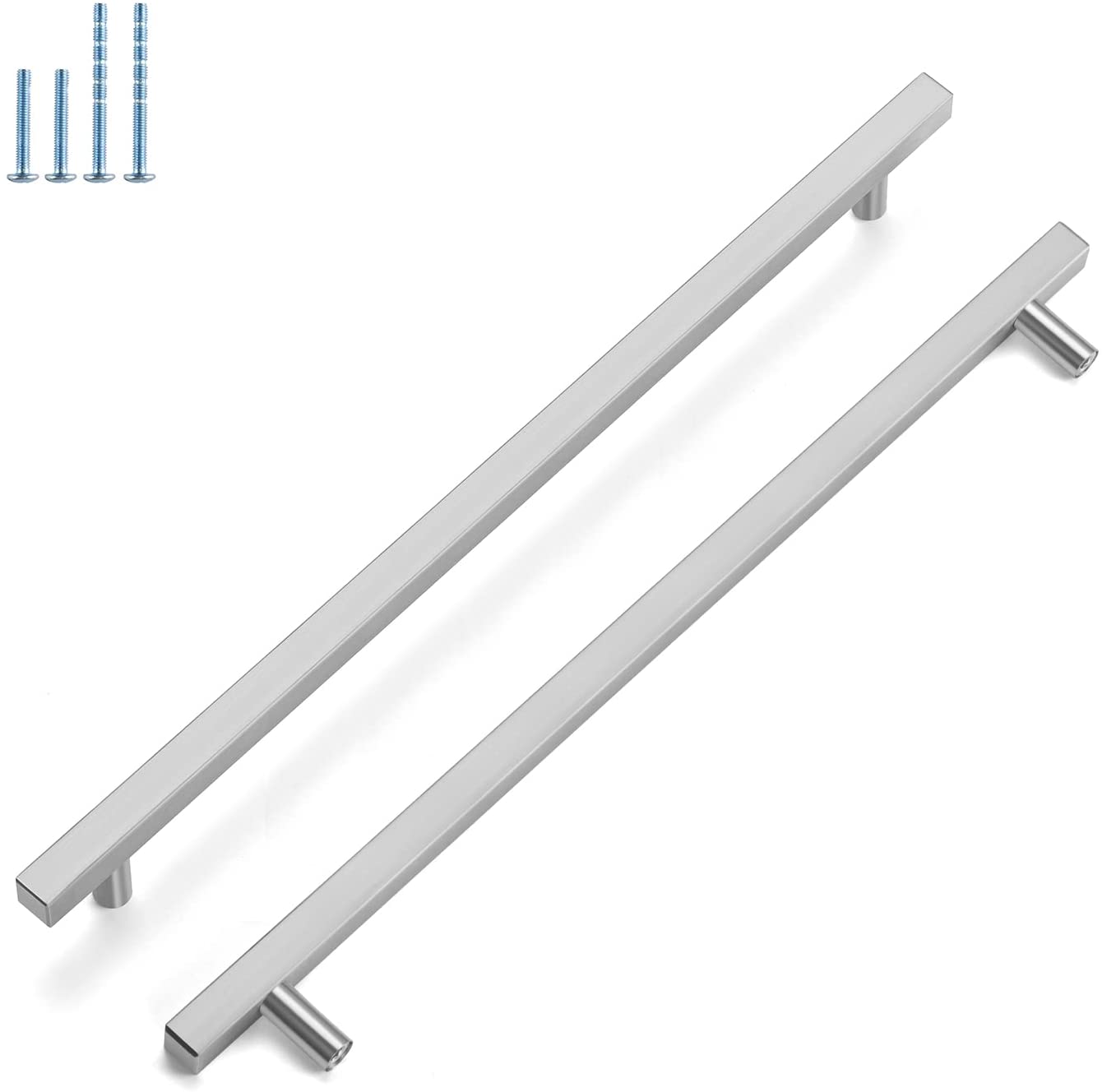 Comforsyco Brushed Nickel Square Bar Cabinet Pulls for Dressers and Vanities