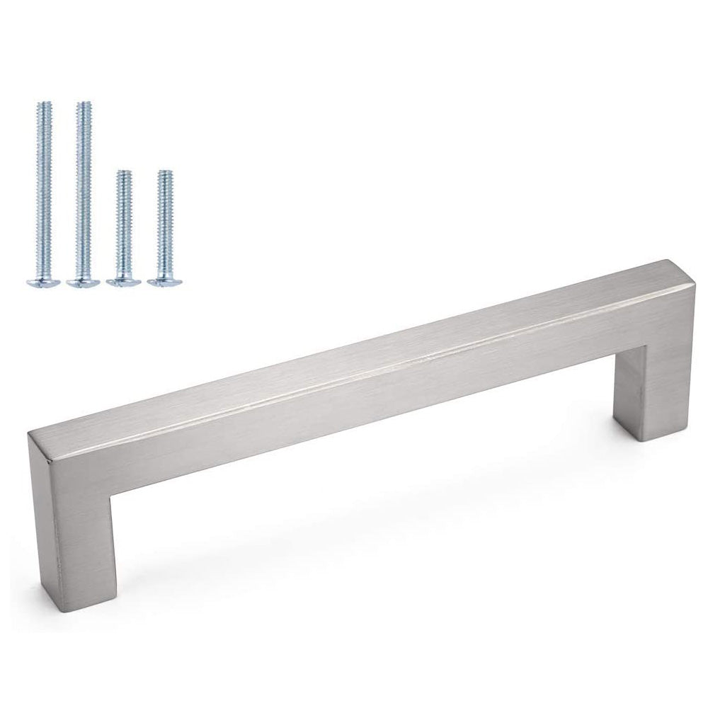 Comforsyco Brushed Nickel Square Pull for Kitchen Cabinets
