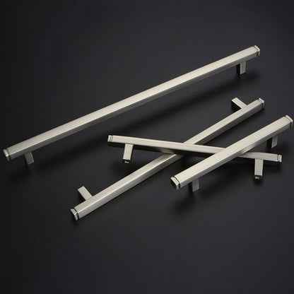 Comforsyco Brushed Square Cabinet Handles and Knobs, Zinc Alloy