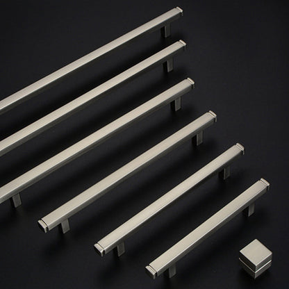 Comforsyco Brushed Square Cabinet Handles and Knobs, Zinc Alloy