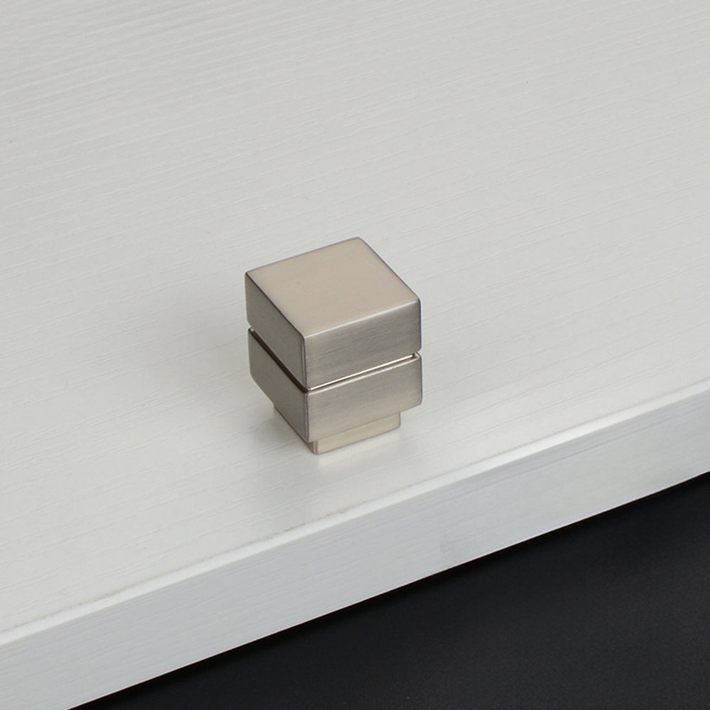 Comforsyco Brushed Square Cabinet Handles and Knobs, Zinc Alloy