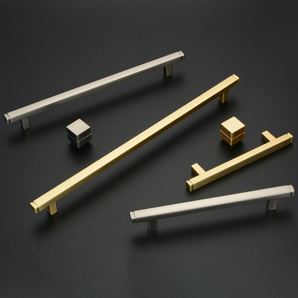 Comforsyco Brushed Square Cabinet Handles and Knobs, Zinc Alloy
