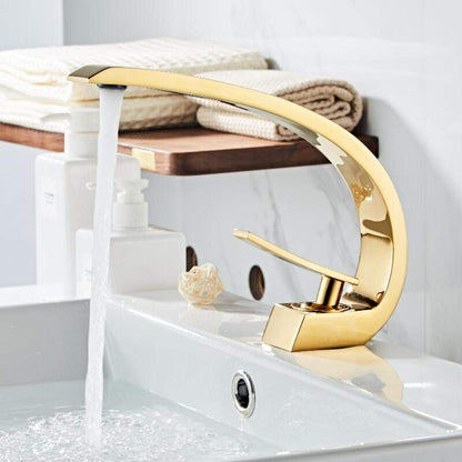 Cadenza Modern Crescent Waterfall Single-Handle Bathroom Sink Faucet