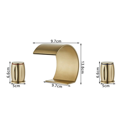 Cascelle 3-Hole Curved Waterfall Bathroom Sink Faucet With Dual Handles