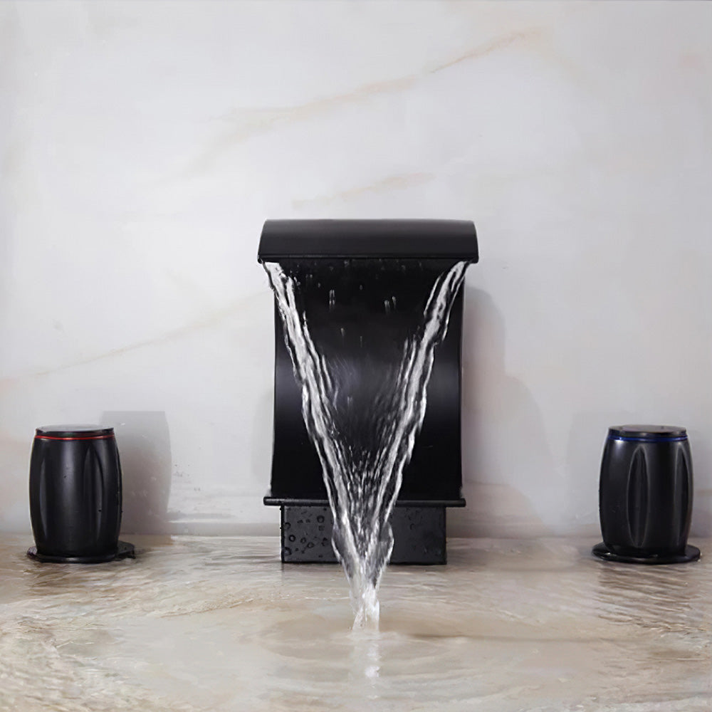 Cascelle 3-Hole Curved Waterfall Bathroom Sink Faucet With Dual Handles