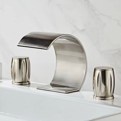 Cascelle 3-Hole Curved Waterfall Bathroom Sink Faucet With Dual Handles